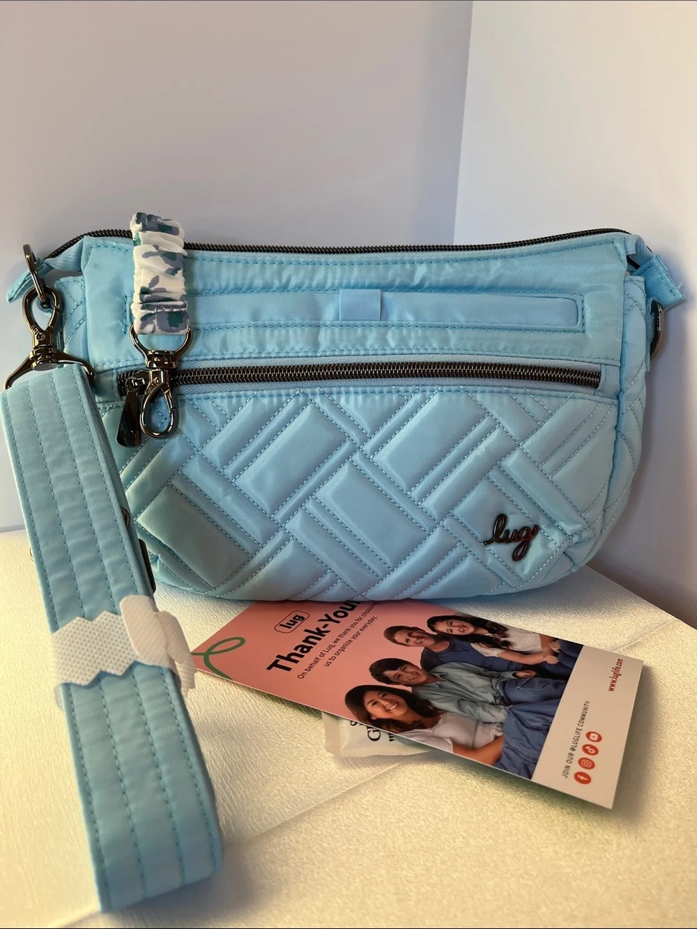 lug Sky Blue Quilted Crossbody Bag